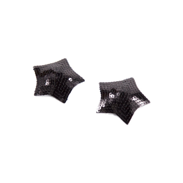 Paire de cache tétons adhésifs étoile pailletée sequin noir 